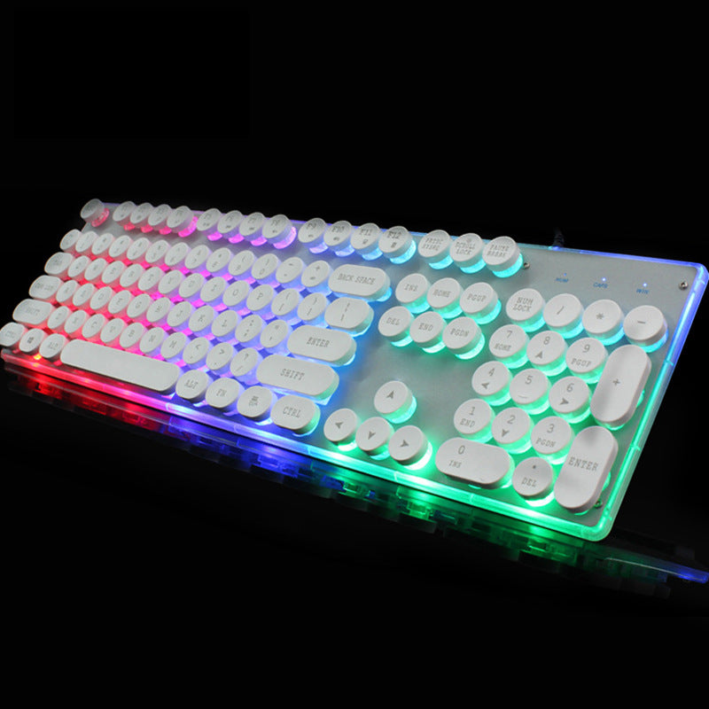 Colorful Crystal Luminous Wired Keyboard Mouse Set