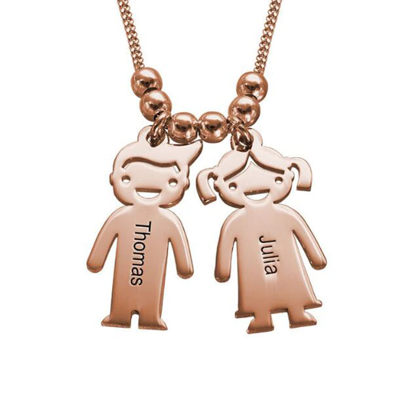 Personalized Stainless Steel Boy Girl Kids Pendant Necklace Women Child Engraved Name Necklaces Family Custom Jewelry Gift