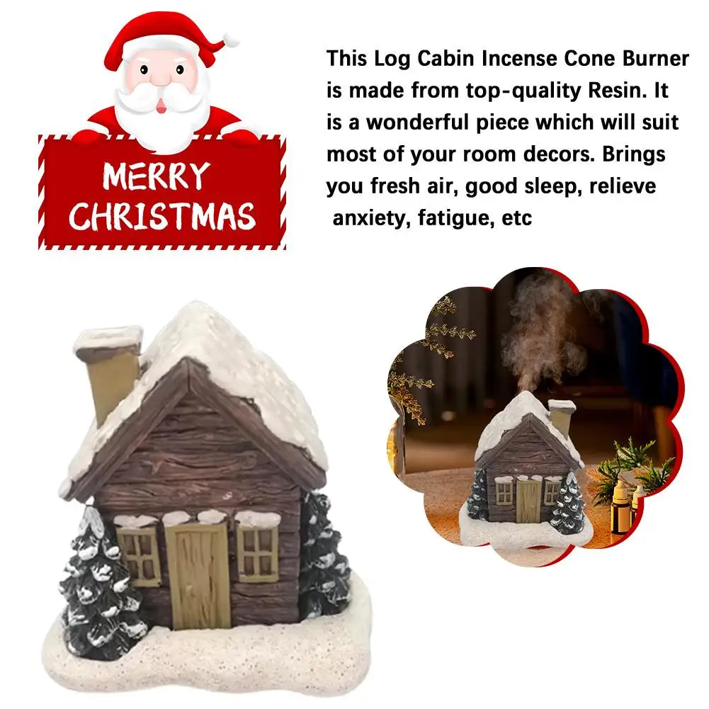 Resin Log Cabin Incense Burner Creative Christmas Cottage Incense Burner Sandalwood Aromatherapy Diffuser Furnace Home Decor