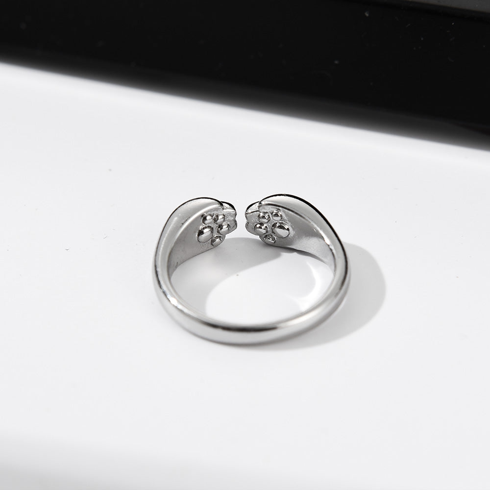 Cute Cat Paw Print Ring for Women Cat Claw Embrace Tightly Design Open Rings Gothic Trendy Finger Rings Gifts Anillos De Bodas