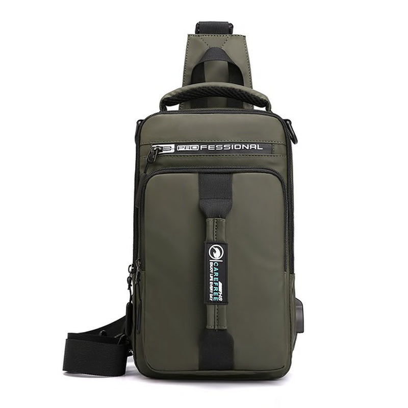 Men Nylon Crossbody Bag with USB Charging Port Multifunction Outdoor Travel Waterproof Daypack Male Casual Messenger Chest Bags