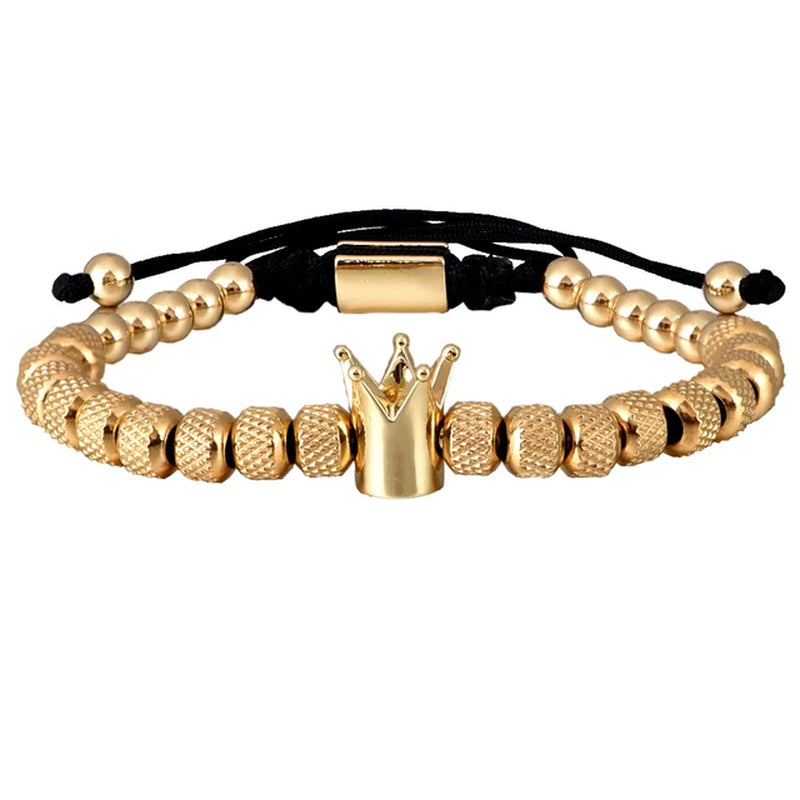 Luxury Crown Men Bracelet 316L Stainless Steel Bracelet Banlge Titanium Steel Gold Color Bracelet Adjust Size Men Jewelry Gift