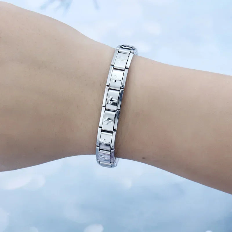 New 2024 Fashion Princess Heart Star Horse Charm Links Stainless Steel Bracelet for Women Friend Birthday Jewelry G061