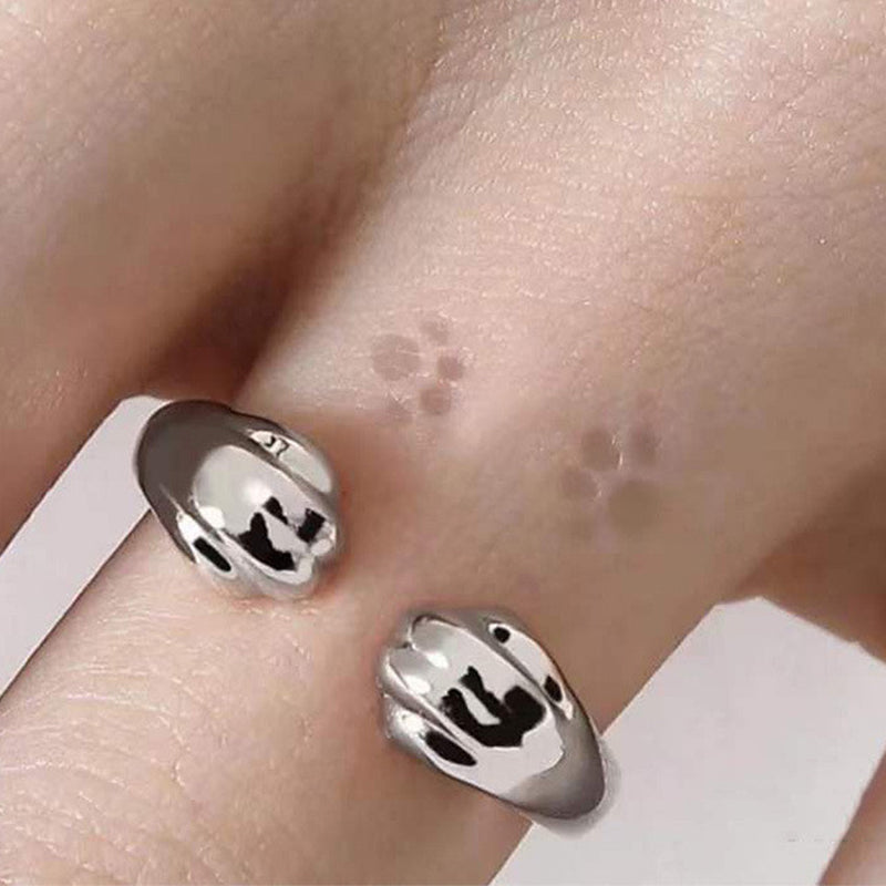 Cute Cat Paw Print Ring for Women Cat Claw Embrace Tightly Design Open Rings Gothic Trendy Finger Rings Gifts Anillos De Bodas