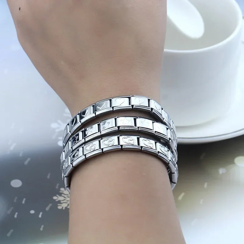 New 2024 Fashion Princess Heart Star Horse Charm Links Stainless Steel Bracelet for Women Friend Birthday Jewelry G061