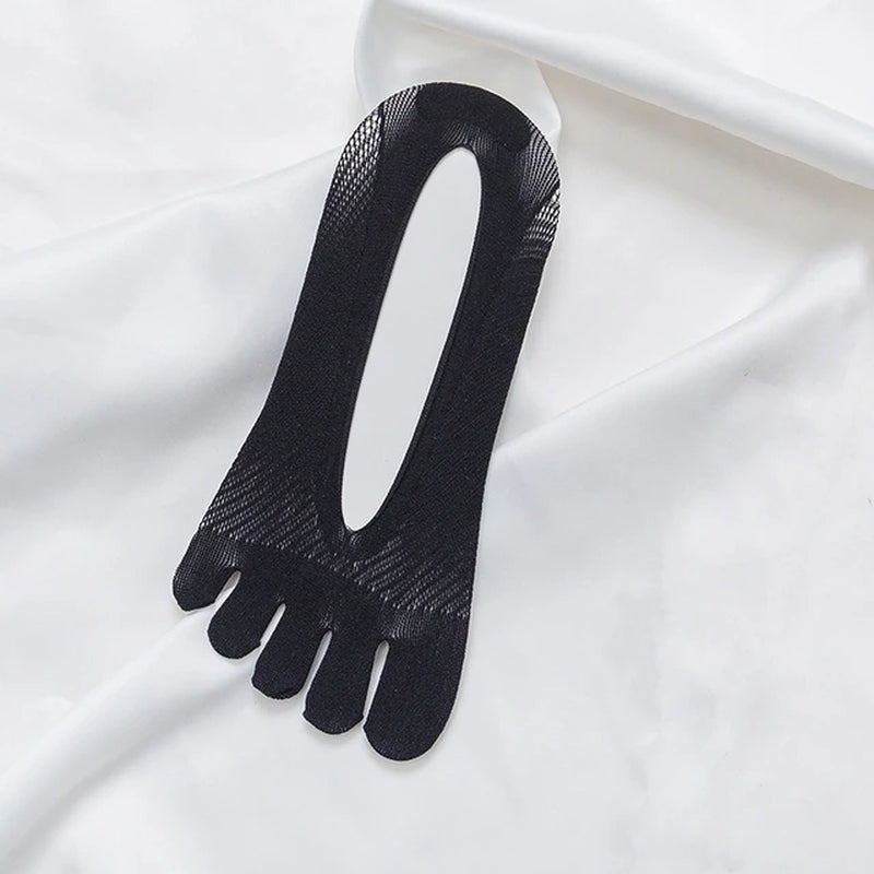 Women Five Toes Breathable Socks Velvet Ultrathin Five-Finger Invisible Anti-Skid Anti-Friction Boat Sock Ankle Socks